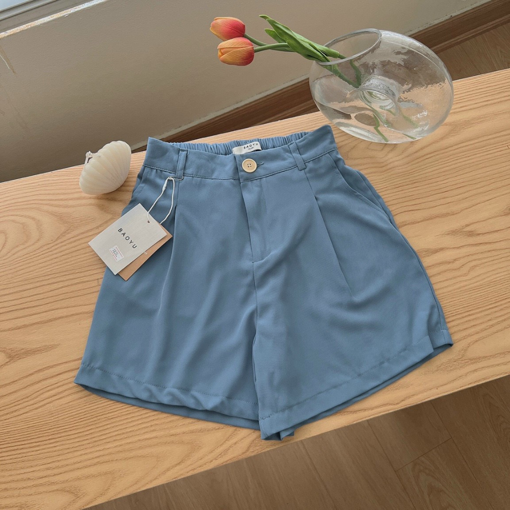 SP 47  Quần sooc trơn cạp chun sau