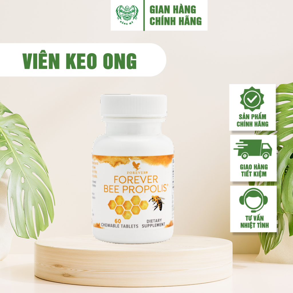 Viên Keo Ong Forever Bee Propolis 027 FLP - Mật Ong Dinh Dưỡng Tổng Kho Hằng Mỹ - Hàng Chính Hãng (60viên)