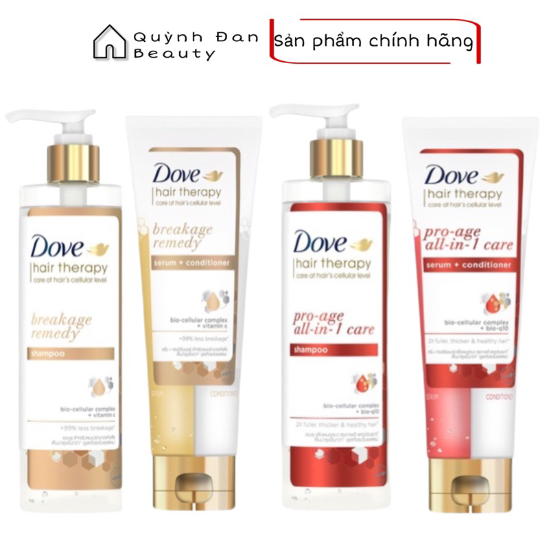 Combo Dầu gội Kem xả Serum 2 trong 1 Dove Ngăn gãy rụng và Ngăn lão hóa 380ML/230ML