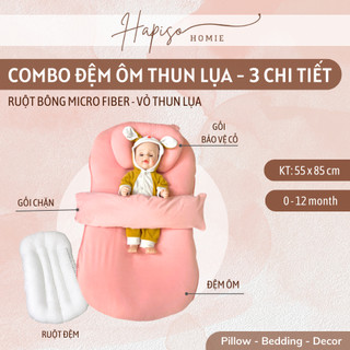 Combo Đệm Ôm Sơ Sinh Thun Lụa Hapiso