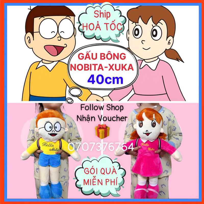 COMBO GẤU BÔNG Nobita + XuKa Lông Mịn,Gòn💯,Hàng Có Sẵn & Hình Chụp Thật Tại Shop