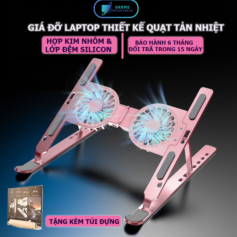 Giá Đỡ Laptop. Ipad nhôm, Giá Đỡ máy Tính Có Quạt Tản Nhiệt, Đế kê Laptop, Ipad Nhôm Tuỳ Chỉnh Độ Cao