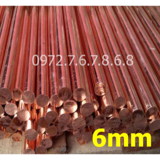 2 mét đồng đỏ tròn đặc phi 6mm