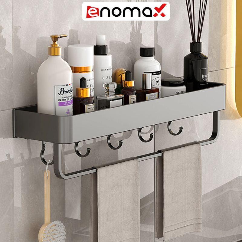 Kệ nhà tắm Enomax để đồ phòng tắm đa năng treo tường, đựng mỹ phẩm, dầu gội, lắp đặt dán tường hoặc khoan tường