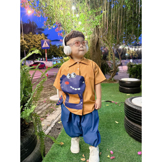Set quần áo sơ mi khủng long in hình 3D by KID CLOTHING (8-28kg)