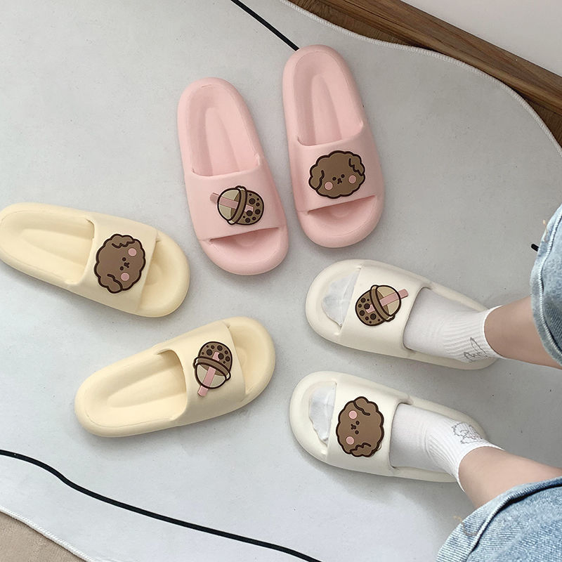Dép nữ quai ngang đi trong nhà hình Gấu Trà Sữa dày dặn