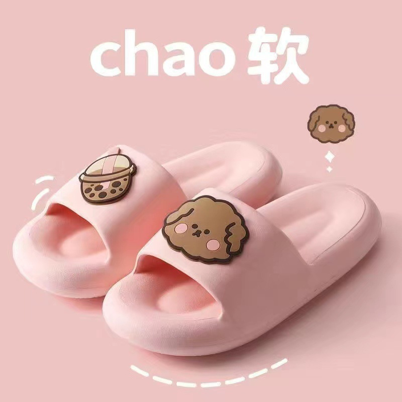 Dép nữ quai ngang đi trong nhà hình Gấu Trà Sữa dày dặn