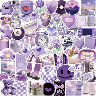 Set 50 chiếc sticker chống nước lifestyle hiện đại màu tím pastel mộng mơ dán mũ bảo hiểm vali laptop xe đàn bình nước