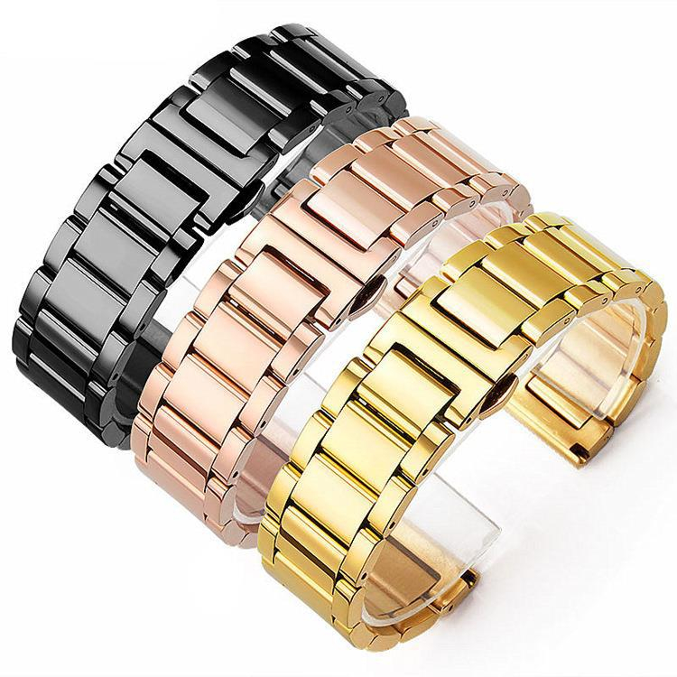 Dây đồng hồ kim loại đúc đặc ngàm nối cong chốt thông minh size 14mm 16mm 18mm 20mm 22mm 24mm 20 22 mm dây thép không rỉ