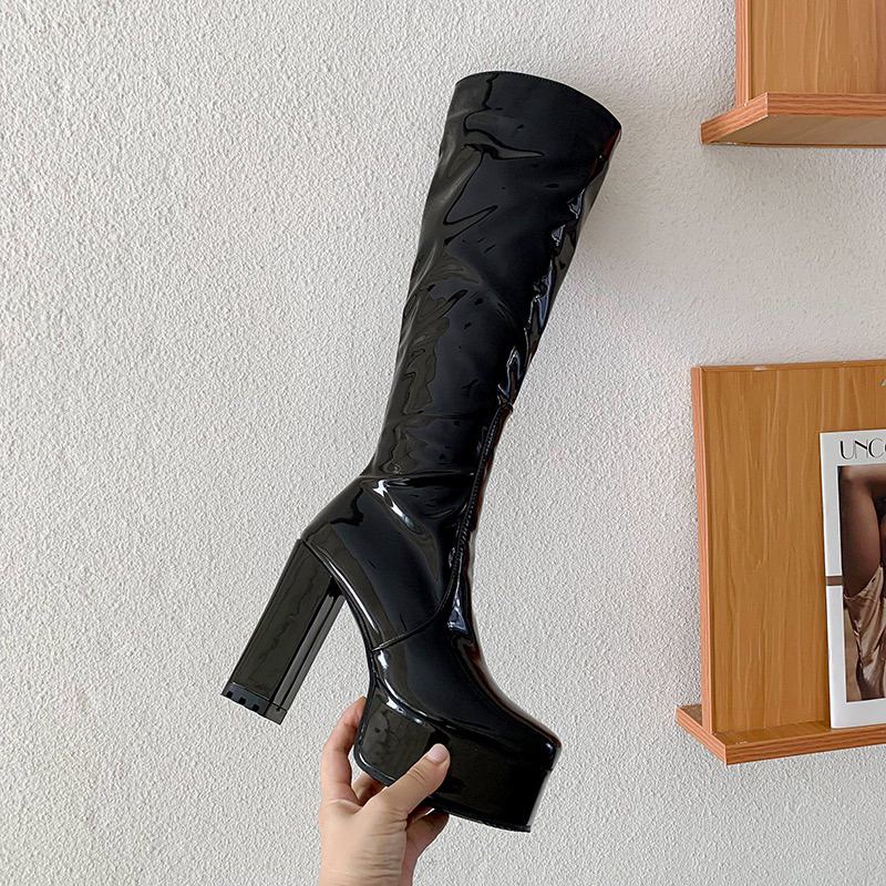 SẴN 39T BOOT DA BÓNG 12CM CÓ KHOÁ KÉO FULL LÓT LÔNG GÓT TRỤ QUẢNG CHÂU CECE.STORE BĐ12VL