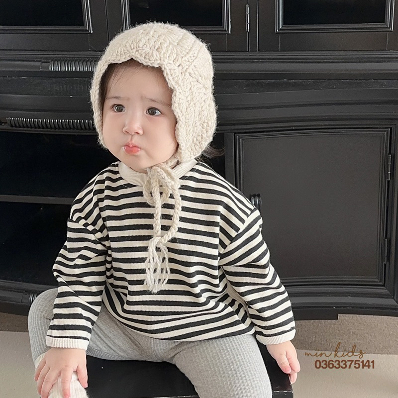 Áo dài tay dáng rộng phong cách Hàn Quốc cho bé trai, bé gái