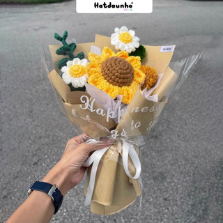 (Hàng sẵn) Bó hoa tốt nghiệp len móc, hoa len tốt nghiệp, hoa len hướng dương tặng bạn gái, Quà tặng handmade ý nghĩa