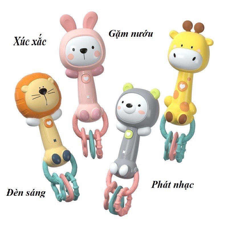 Đồ chơi trẻ em, Xúc xắc xoay 360 độ kiêm gặm nướu phát nhạc, đèn ngủ cực dễ thương cho bé