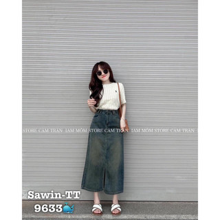 Chân váy jeans dáng dài xẻ trước 2 màu 9633