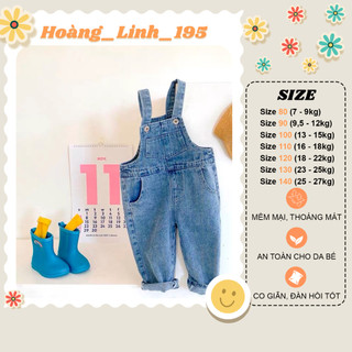Quần yếm jeans hai dây JEANBECO, Yếm dáng dài cho bé gái bé trai dễ thương phong cách Hàn Quốc 03