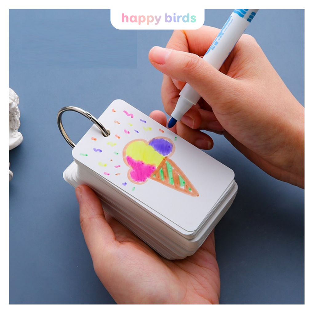 Flashcard học từ vựng nhiều màu trơn bản to 5*9cm thẻ học từ vựng ghi chú tiếng Anh Hàn Trung Nhật HappyBirds