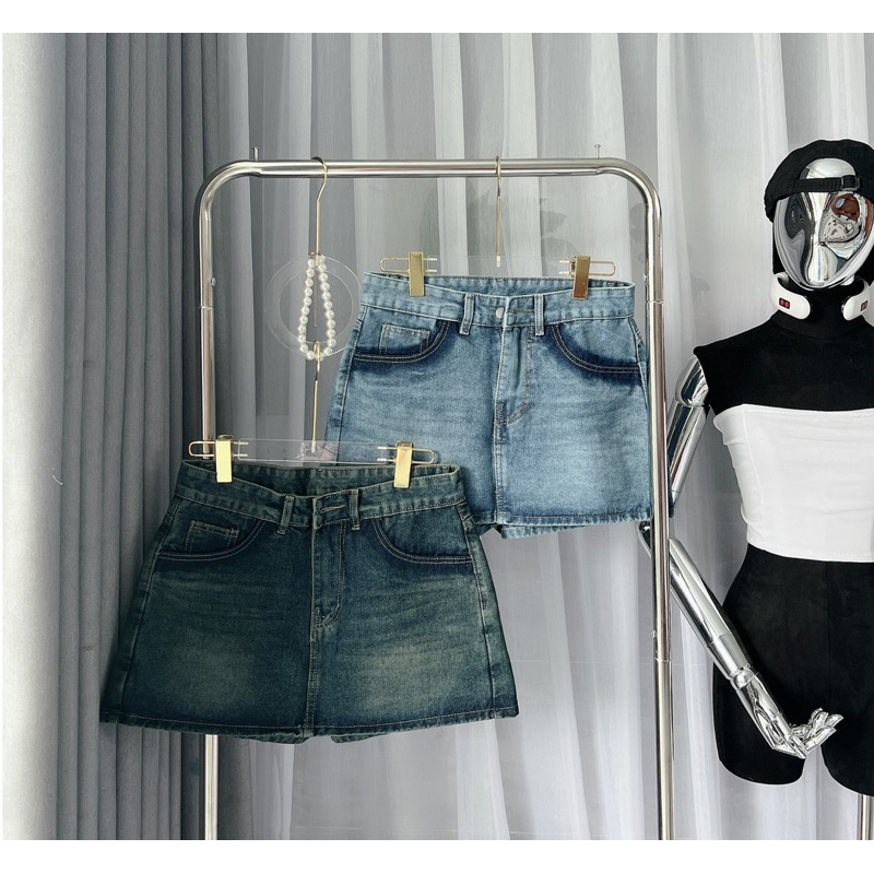 Quần Đùi Giả Váy Bigsize (55-90kg) Túi Wash Màu Thời Trang, Chân Váy Jean Nữ Form Chữ A Ms2020