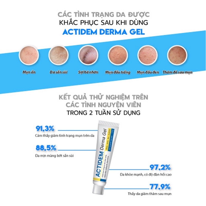 Actiderm derma gel 18g giảm mụn mờ thâm