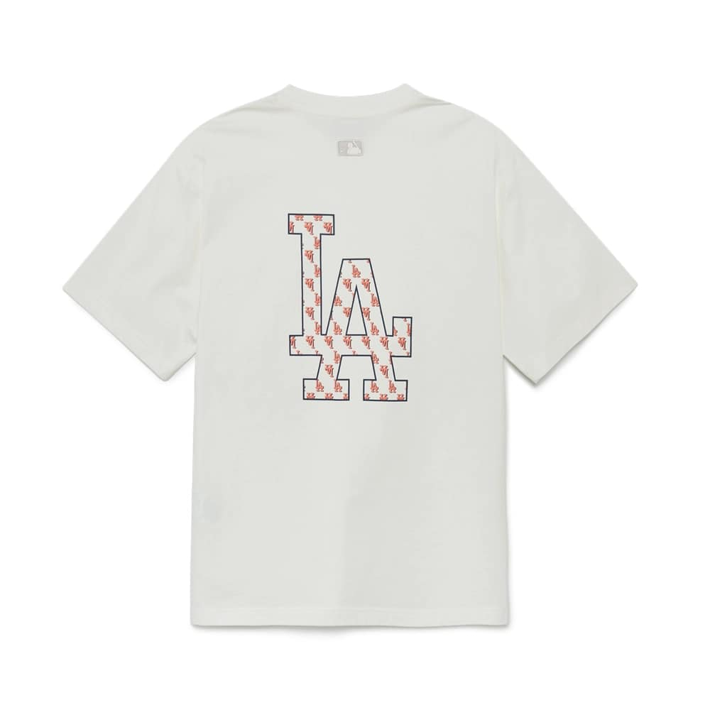 Áo MLB Paisley Clipped Logo Short Sleeve T-Shirt LA Dodgers Off White