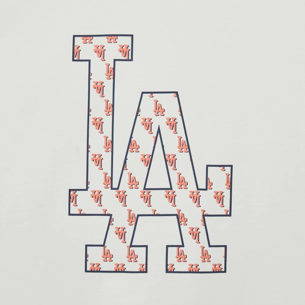 Áo MLB Paisley Clipped Logo Short Sleeve T-Shirt LA Dodgers Off White