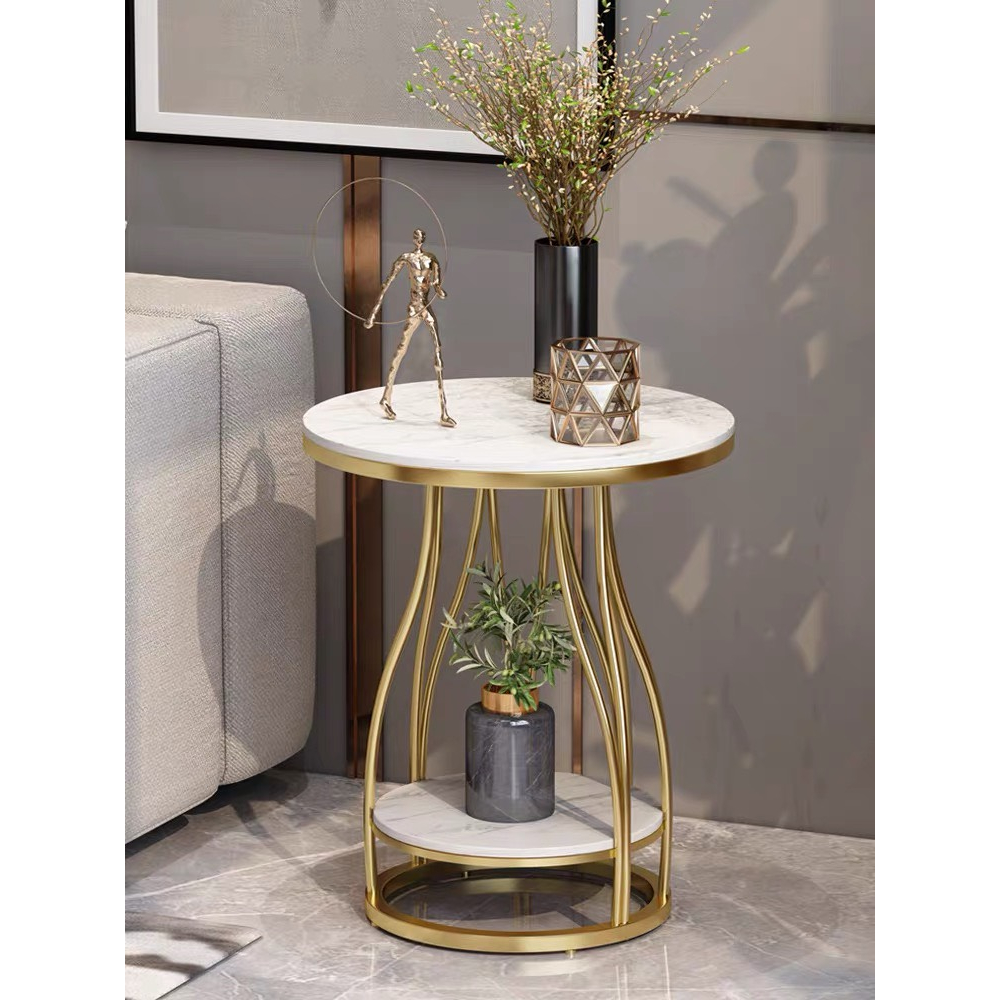 Kệ, Bàn góc Sofa, Kệ decor phòng khách mặt đá tròn chân kim loại kiểu bình hoa BG-11 sang trọng, hiện đại