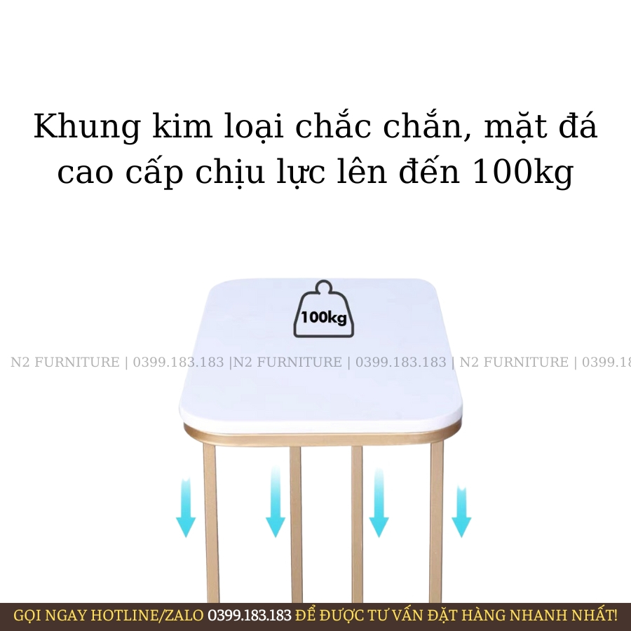 Kệ, Bàn góc Sofa, Kệ decor phòng khách mặt đá tròn chân kim loại kiểu bình hoa BG-11 sang trọng, hiện đại