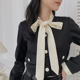 Set dạ tex cổ phối nơ kèm đai 231