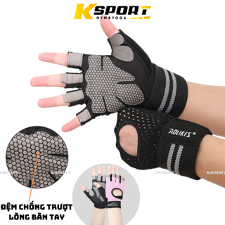 Găng Tay Nam Nữ Tập Gym Có Cuốn Trợ Lực Cổ Tay Cao Cấp Aolikes 113 Hở Ngón ( 1 đôi )