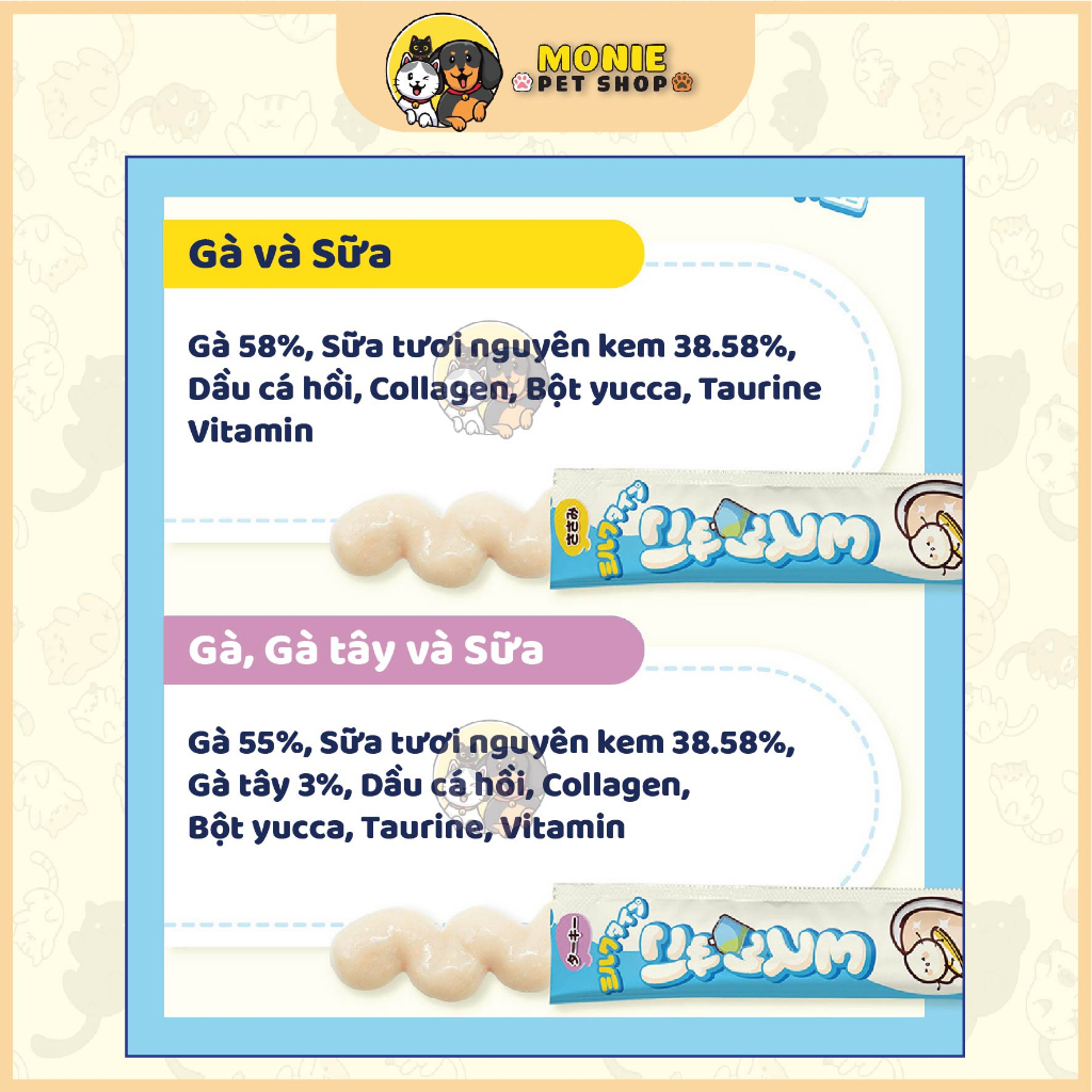 Súp thưởng dạng sữa cho mèo Hell's kitchen, hỗ trợ tăng cân, tăng nọng cho mèo 14g/thanh, gói 4 thanh