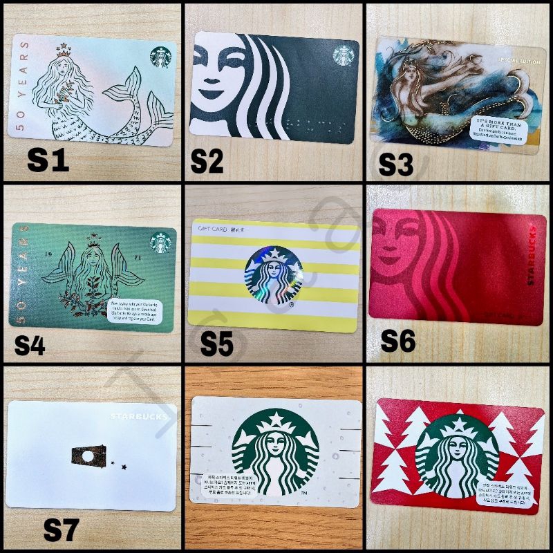 Thẻ card sưu tầm Starbucks Siren (giấy/nhựa) tổng hợpcác nước, mất PIN/ PIN nguyên