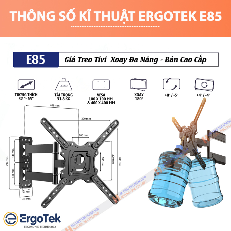 Giá Treo Tivi Xoay Đa Năng NB P4 / ErgoTek E85 32 - 65 Inch - Khung Treo Tivi Góc Tường X32 / KP32