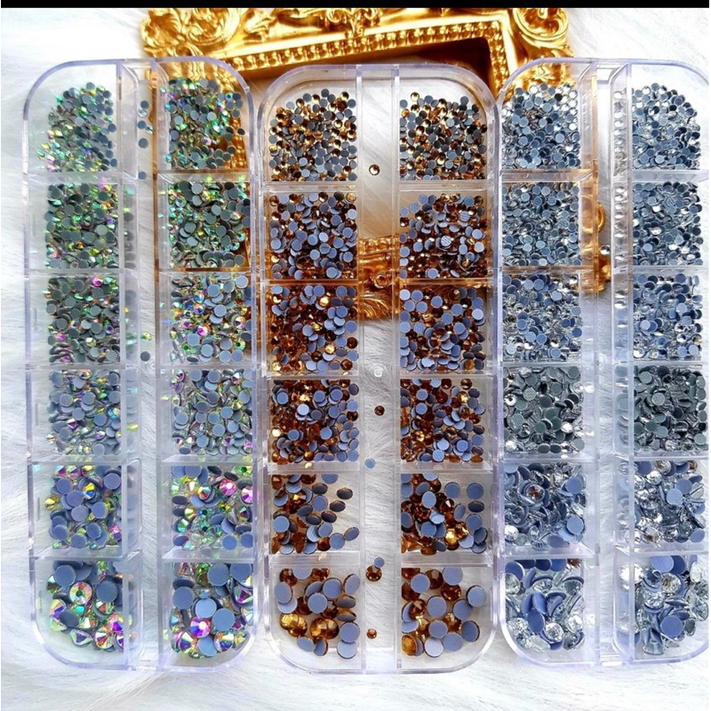 Khay Đá chân keo lưới Mix size đính móng trang trí Nail HN