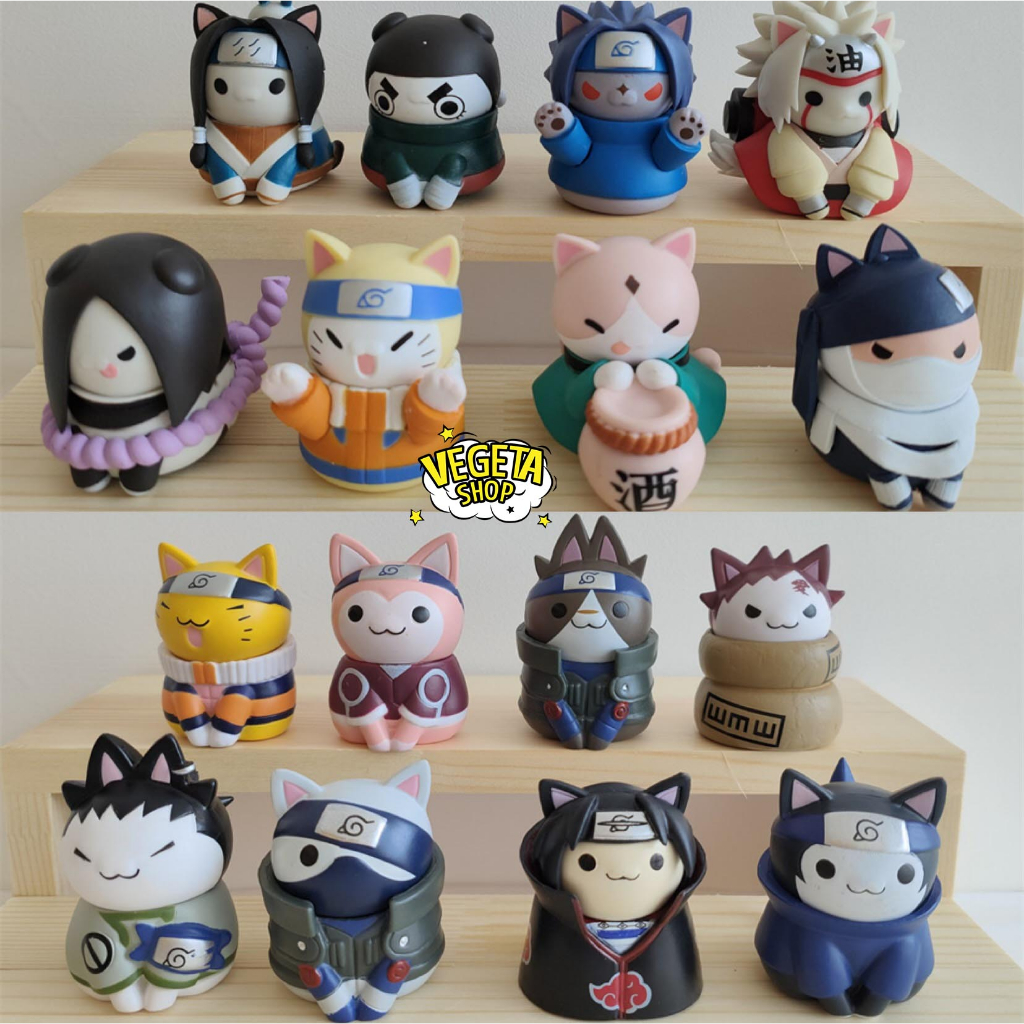 Mô hình Naruto Mèo Cosplay Sasuke Sakura Kakashi Gaara Rock Lee Itachi Jiraiya Tsunade Orochimaru Haku Zabuza Iruka 6cm