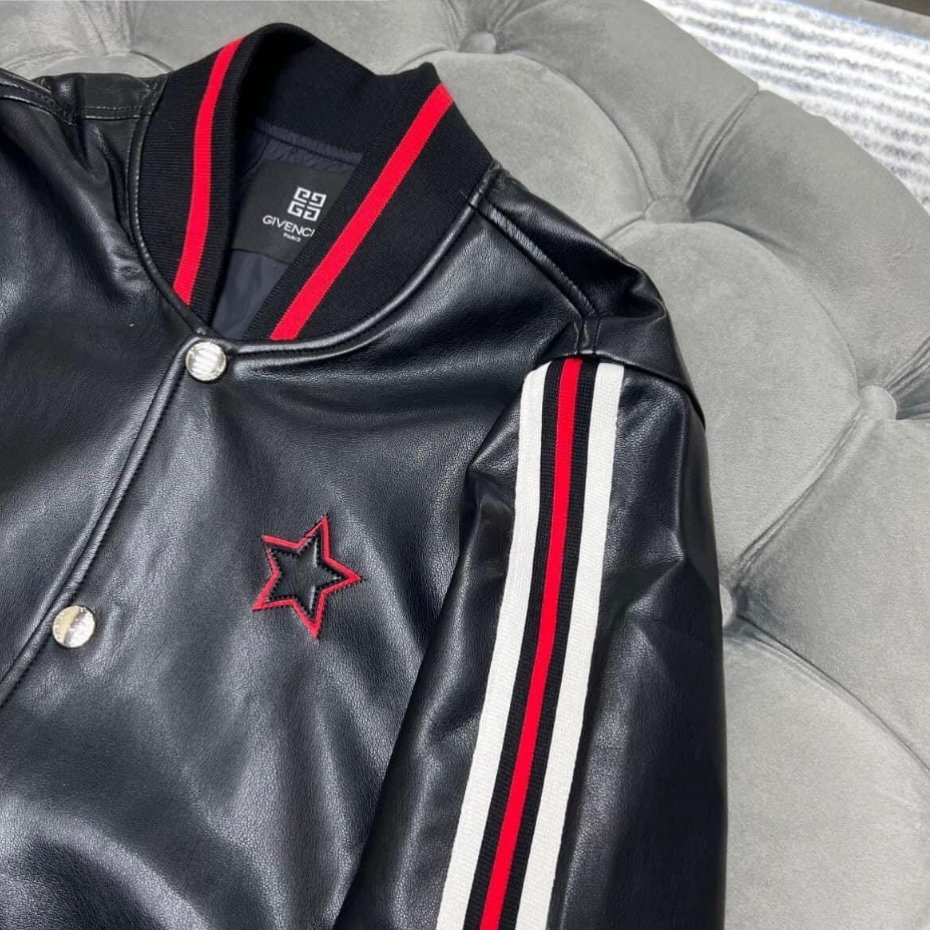 Áo Khoác Bomber Da Gvc Logo Thêu Họa Tiết Hình Sao Cực Nét -Áo Khoác Da Gvc Ngôi Sao Form Dáng Boy Phố Cực Hottrend 2023