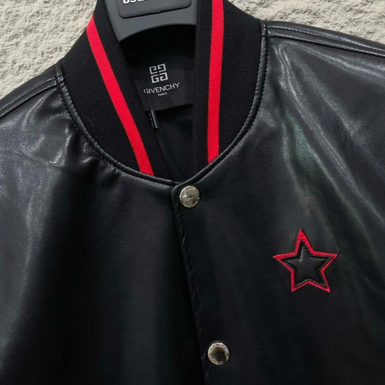 Áo Khoác Bomber Da Gvc Logo Thêu Họa Tiết Hình Sao Cực Nét -Áo Khoác Da Gvc Ngôi Sao Form Dáng Boy Phố Cực Hottrend 2023