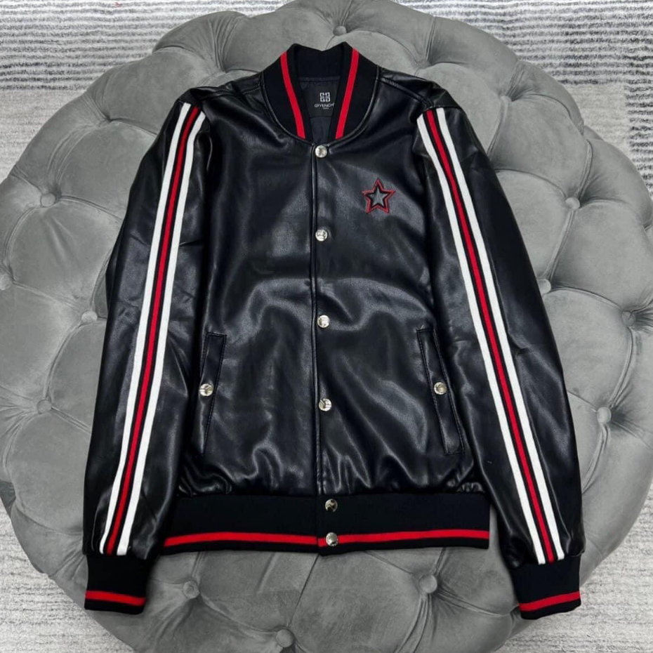 Áo Khoác Bomber Da Gvc Logo Thêu Họa Tiết Hình Sao Cực Nét -Áo Khoác Da Gvc Ngôi Sao Form Dáng Boy Phố Cực Hottrend 2023