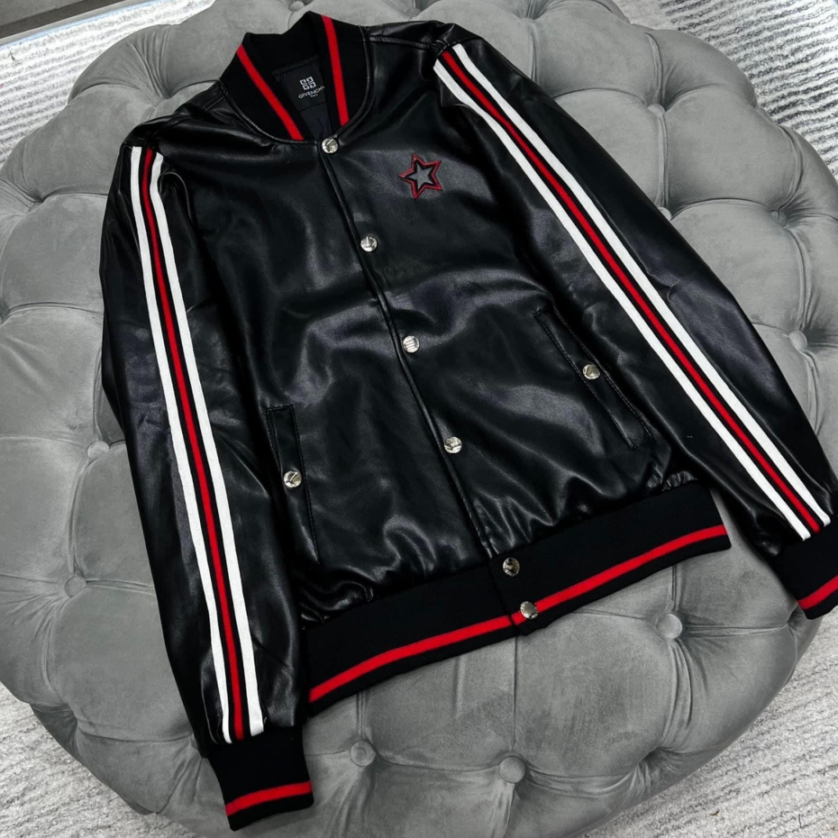 Áo Khoác Bomber Da Gvc Logo Thêu Họa Tiết Hình Sao Cực Nét -Áo Khoác Da Gvc Ngôi Sao Form Dáng Boy Phố Cực Hottrend 2023
