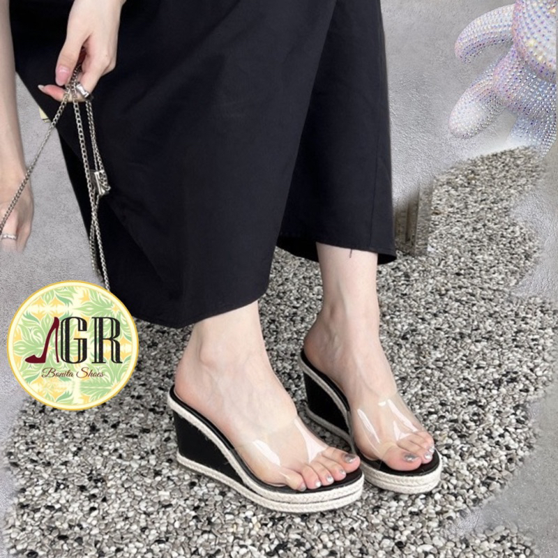 Dép xuồng mica viền cối siêu hot cao 9 cm