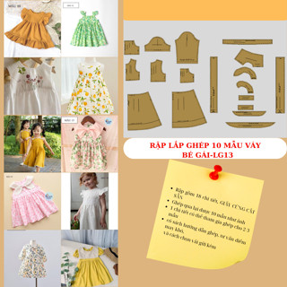 RẬP LẮP GHÉP GIẤY CỨNG 10 MẪU VÁY  CHO BÉ GÁI-LG13