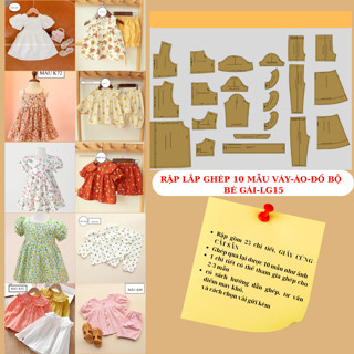 RẬP LẮP GHÉP GIẤY CỨNG 10 MẪU VÁY-ÁO-ĐỒ BỘ  CHO BÉ GÁI-LG15