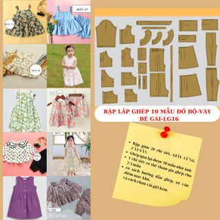 RẬP LẮP GHÉP GIẤY CỨNG 10 MẪU ĐỒ BỘ-VÁY CHO BÉ GÁI-LG16