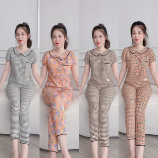 [Bunnysky] Đồ bộ nữ, quần áo mặc nhà, đồ bộ thiết kế 3 khuy cổ sen chất mềm mịn không nhăn