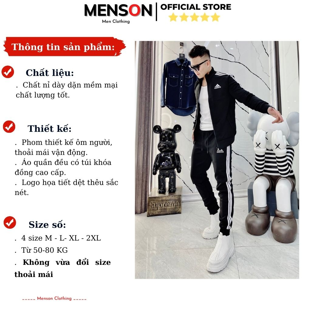 Đồ bộ nam Adidas dài tay dày dặn siêu ấm form đẹp Menson MD22 Set bộ thu đông nam thể thao đẹp 2023 Hàng Cao Cấp