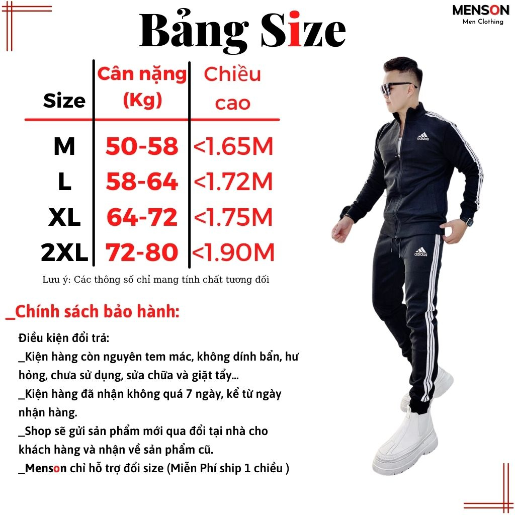 Đồ bộ nam Adidas dài tay dày dặn siêu ấm form đẹp Menson MD22 Set bộ thu đông nam thể thao đẹp 2023 Hàng Cao Cấp