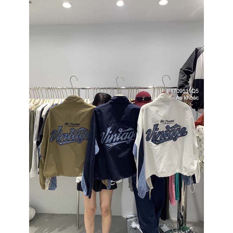 Áo khoác kaki tay dài khóa kéo phối 2 túi jean cá tính VIENS STORE