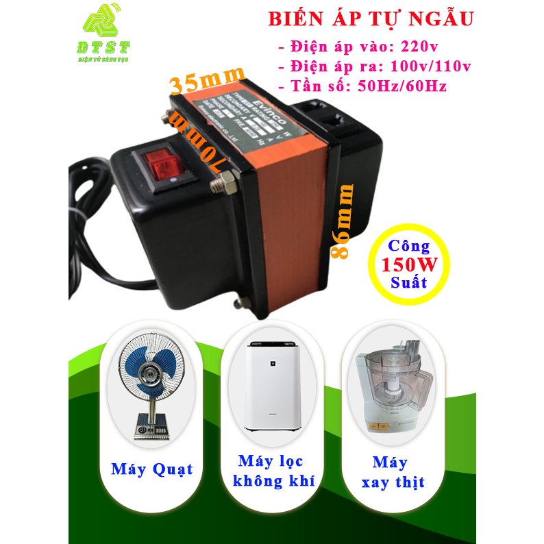 Biến áp 220v ra 110v,100v, biến áp 150w, đổi nguồn 220v sang 110v, 50Hz/60Hz, nguồn đồng xịn cam kết chất lượng