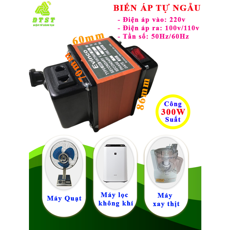 Biến áp 220v ra 110v,100v, biến áp 300W, đổi nguồn 220v sang 110v, 50Hz/60Hz, nguồn đồng xịn cam kết chất lượng