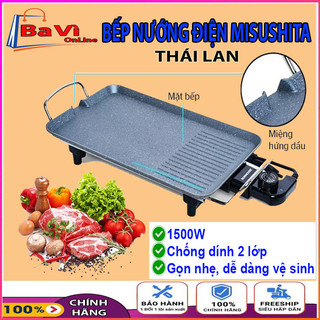 Bếp nướng điện không khói Misushita công suất 1500w 6 mức nhiệt, mặt tráng men chống dính, bảo hành 12 tháng