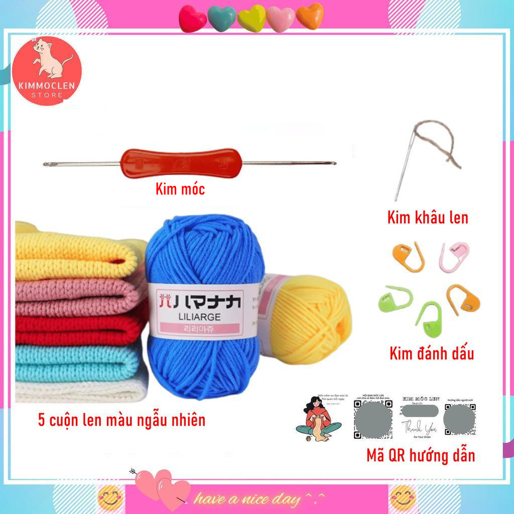 Set Đan Móc Len màu Ngẫu Nhiên cho Người Mới [Có video hướng dẫn]