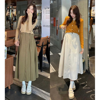 CHÂN VÁY MIDI DÁNG A CHẤT THÔ CẠP TRƯỚC CHUN SAU style Ulzzang